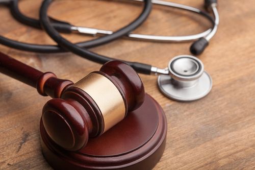 Stethoscope and gavel on desk of a Marietta personal injury lawyer 