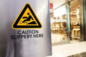Slip and Fall Lawyer Charlotte, NC - caution sign at store
