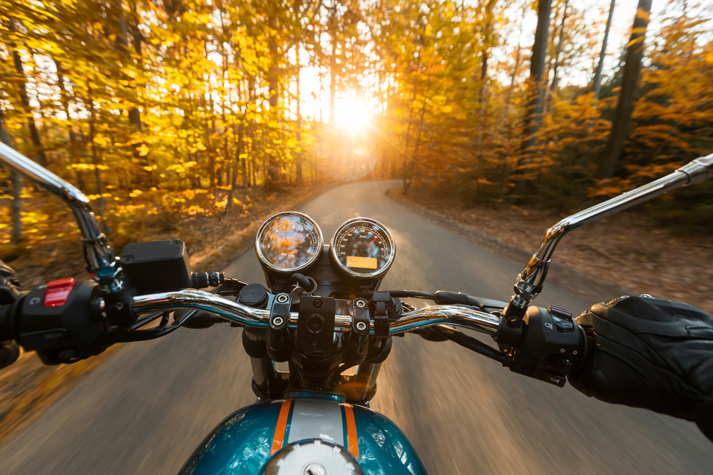 Evidence In A Motorcycle Accident Claim - Motorcycle driver riding in forest