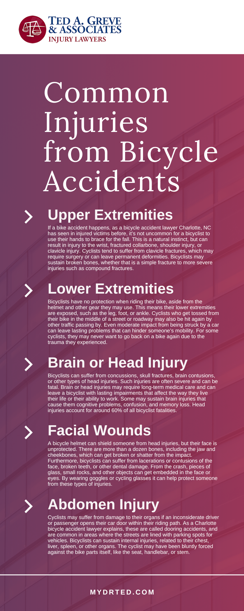 Common Injuries from Bicycle Accidents Infographic